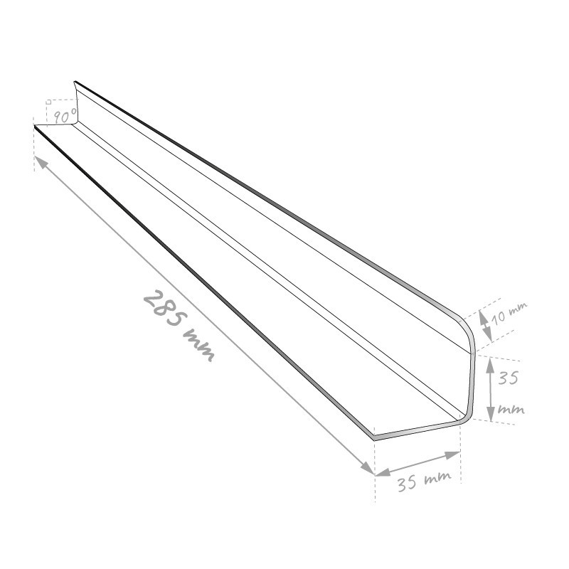 dimensions du talon mural pour couvertine aluhome en alu 285mm de large