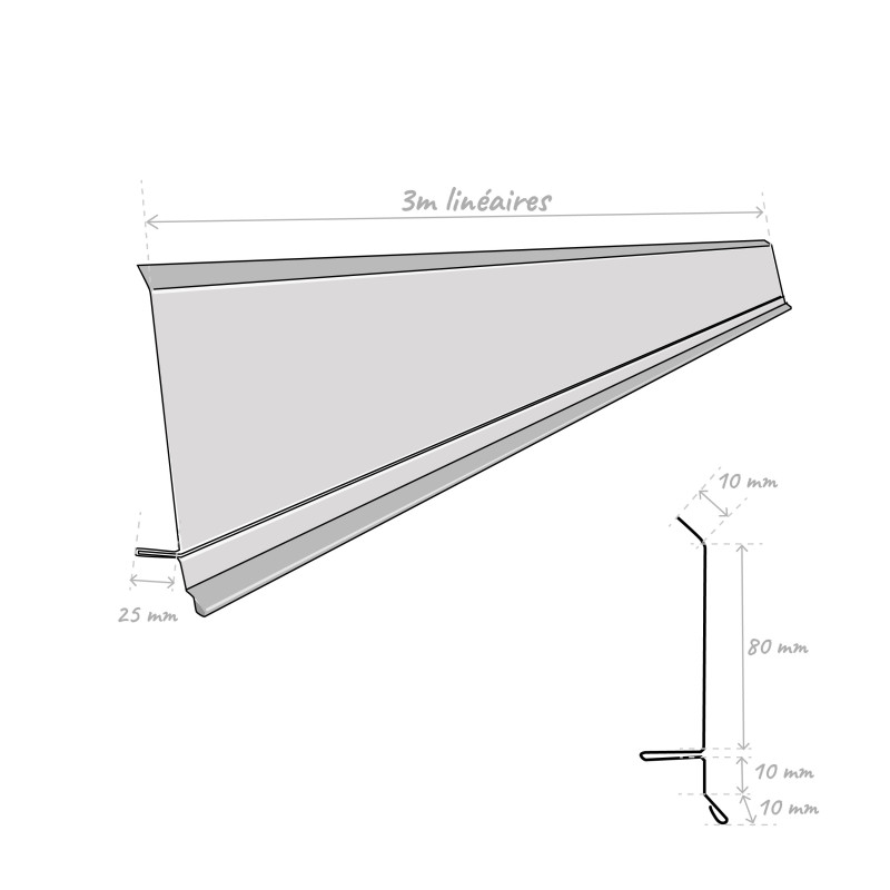 Enjoliveur alu pour gouttière alu 3mL - anti-projections d'eau