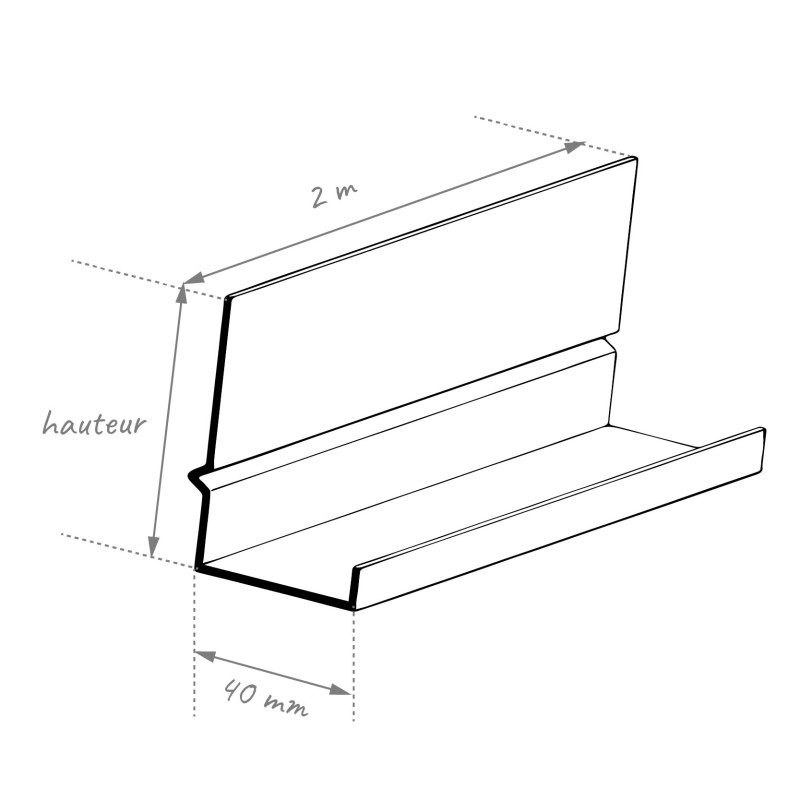 Schéma dimensions habillage de bandeau en alu 2m